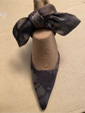 Nine West Charcoal Satin ankle wrap Knot Stiletto Sandal